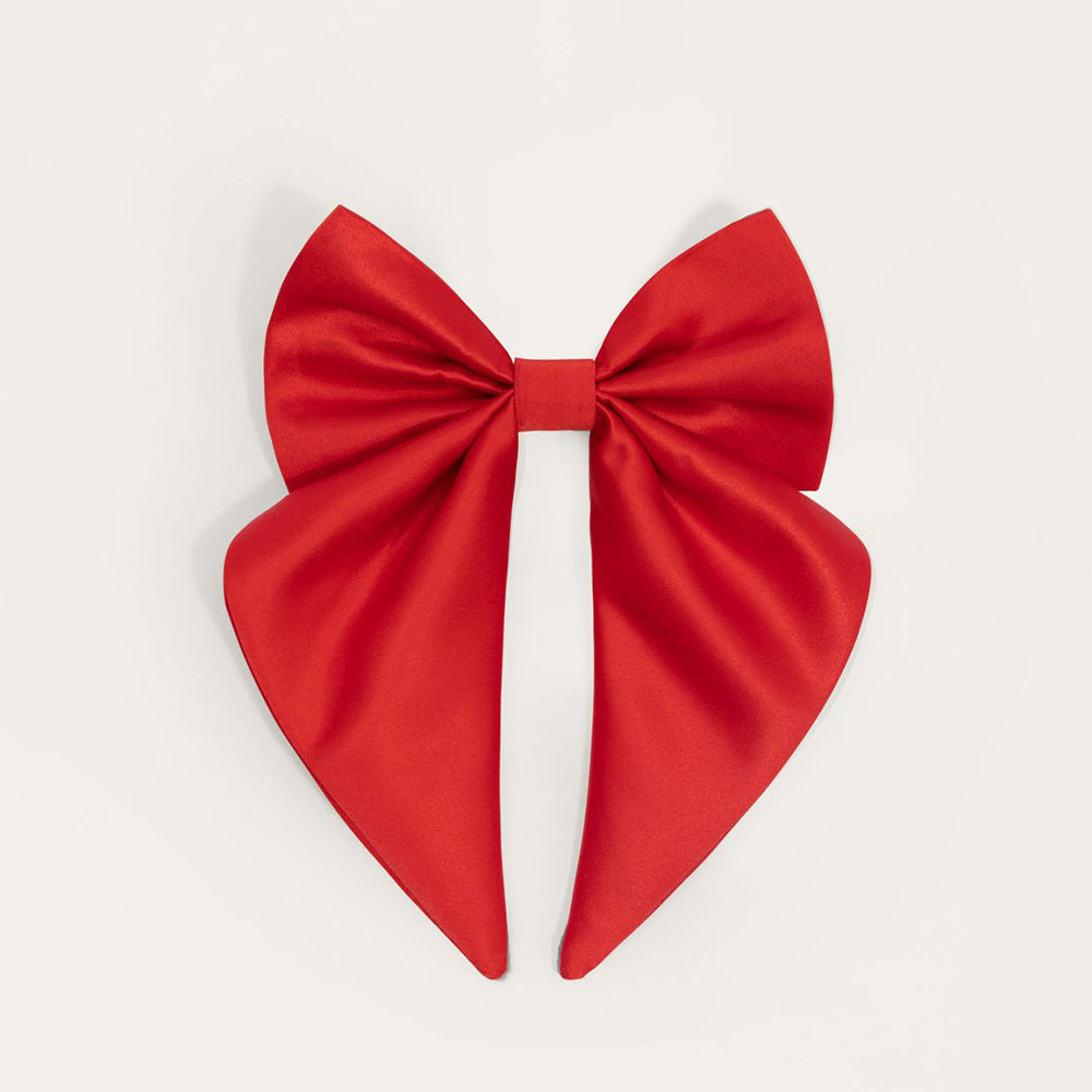 Furry Muse Satin Collar Bow Cherry