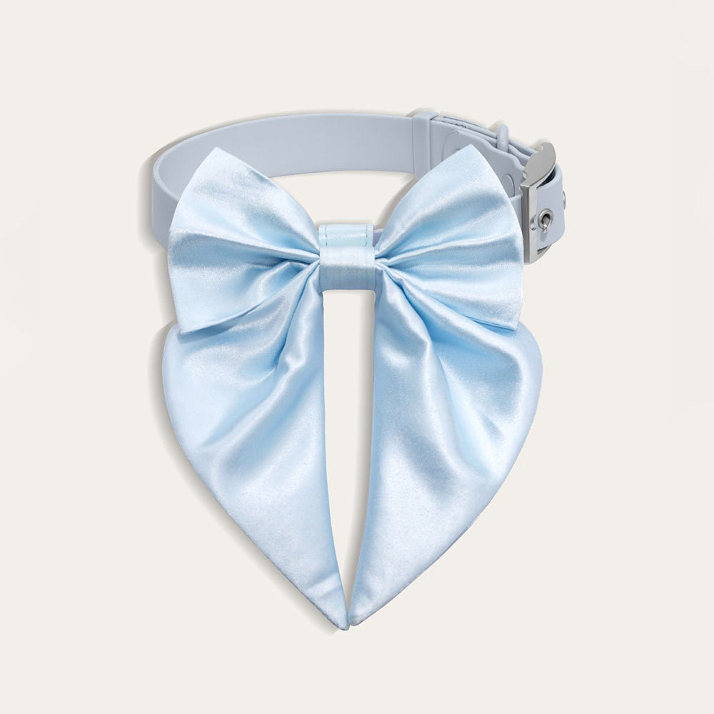 Furry Muse Satin Collar Bow Sky