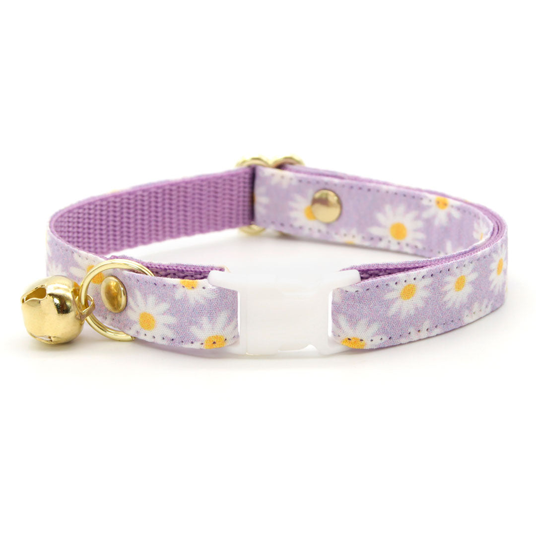 Made By Cleo Daisies Purple Bunny Tie Cat Collar