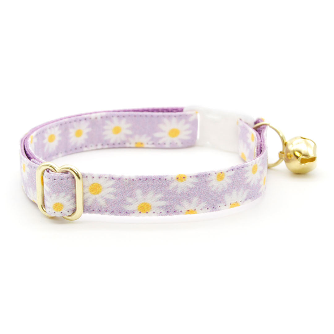 Made By Cleo Daisies Purple Bunny Tie Cat Collar