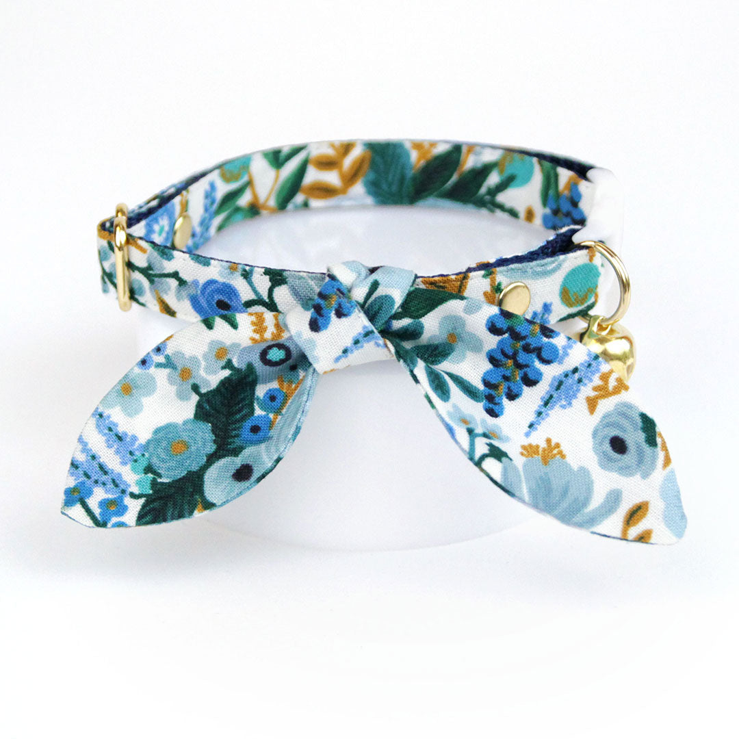 Made By Cleo Indigo Garden Bunny Tie Cat Collar