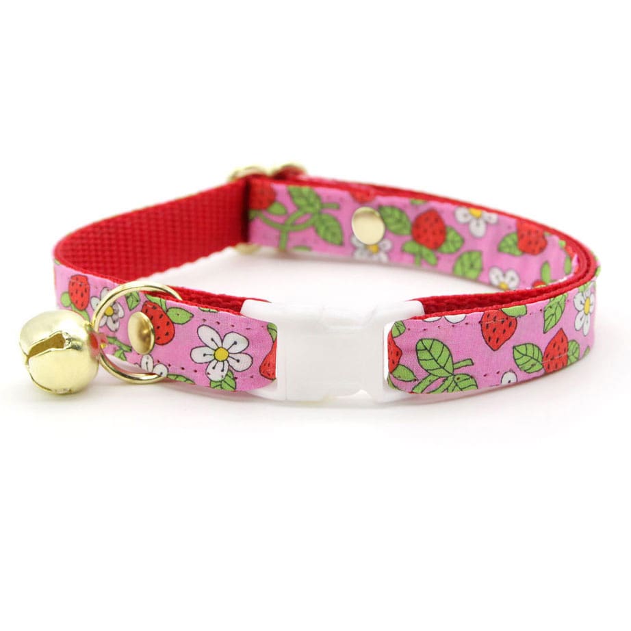 Made By Cleo Wild Strawberry Bunny Tie Cat Collar