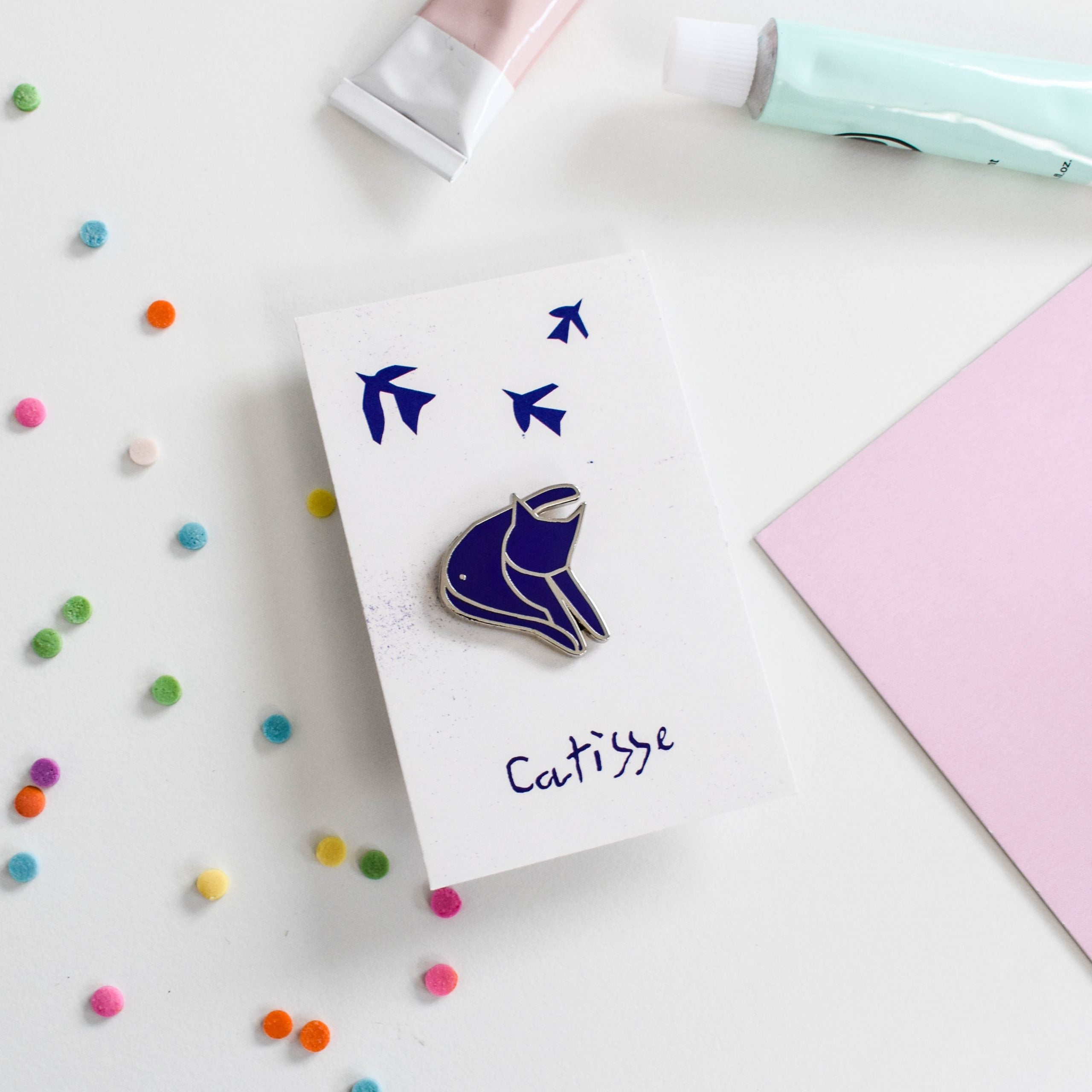 Niaski Blue Catisse Cat Artist Enamel Pin