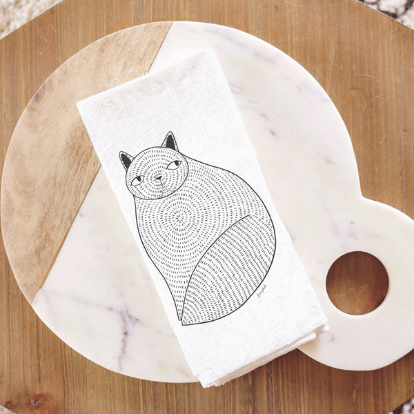 Fancy Huli Fat Cat Tea Towel