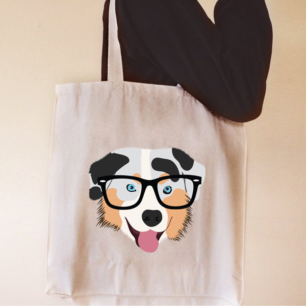 Fancy Huli Glasses Australian Shepherd Tote Bag