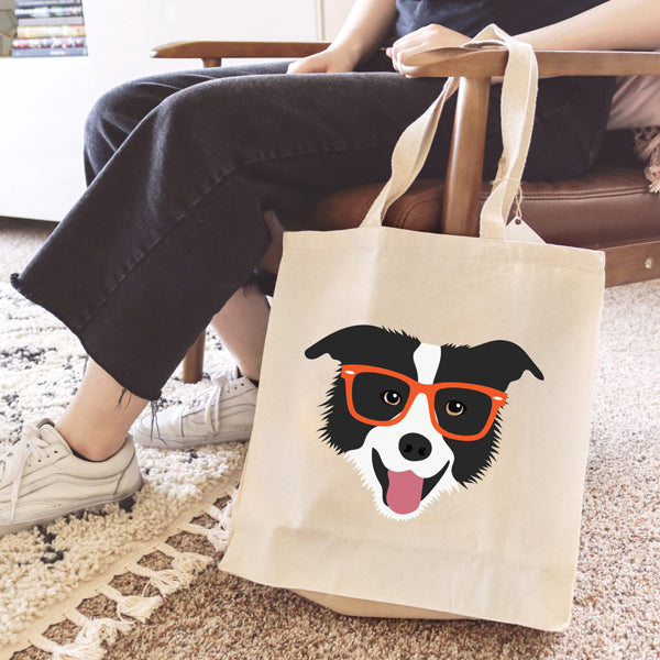 Fancy Huli Glasses Border Collie Tote Bag