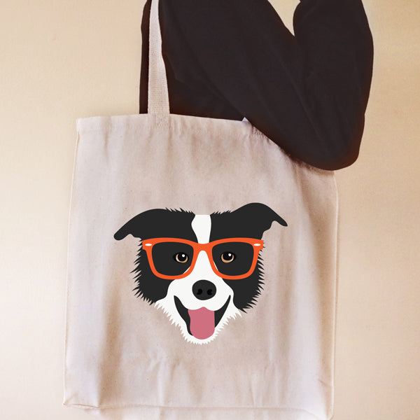 Fancy Huli Glasses Border Collie Tote Bag