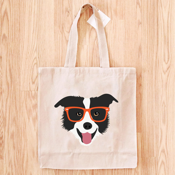 Fancy Huli Glasses Border Collie Tote Bag