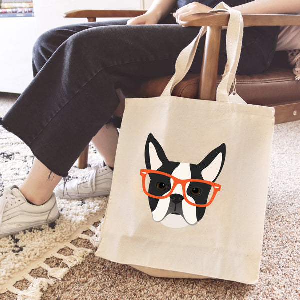Fancy Huli Glasses Boston Terrier Tote Bag