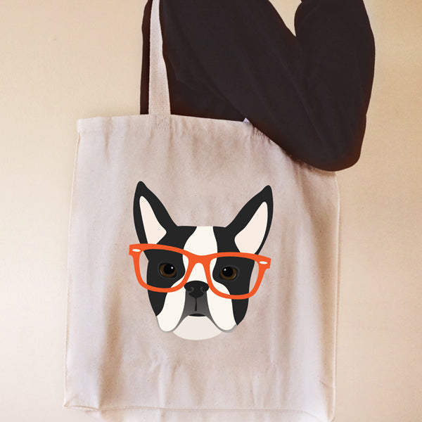 Fancy Huli Glasses Boston Terrier Tote Bag