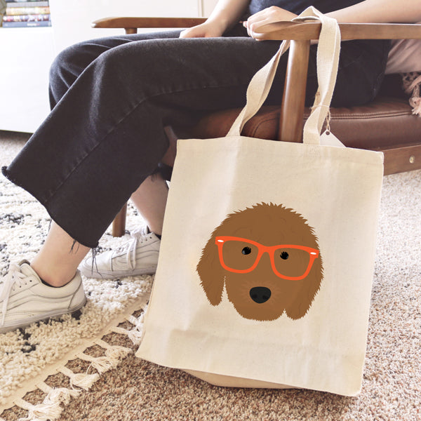 Fancy Huli Glasses Golden Doodle Tote Bag