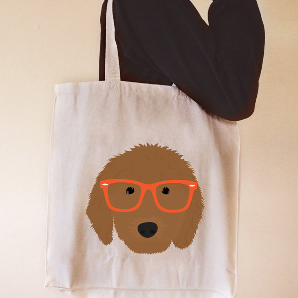 Fancy Huli Glasses Golden Doodle Tote Bag