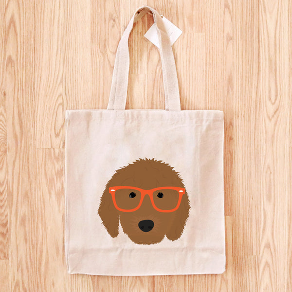 Fancy Huli Glasses Golden Doodle Tote Bag