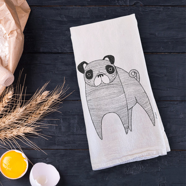 Fancy Huli Pug Tea Towel