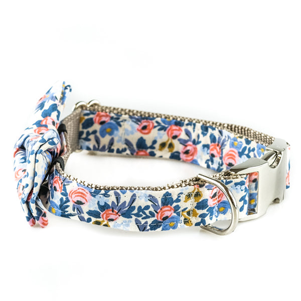 The Rover Boutique Rosa Blue Bow Collar