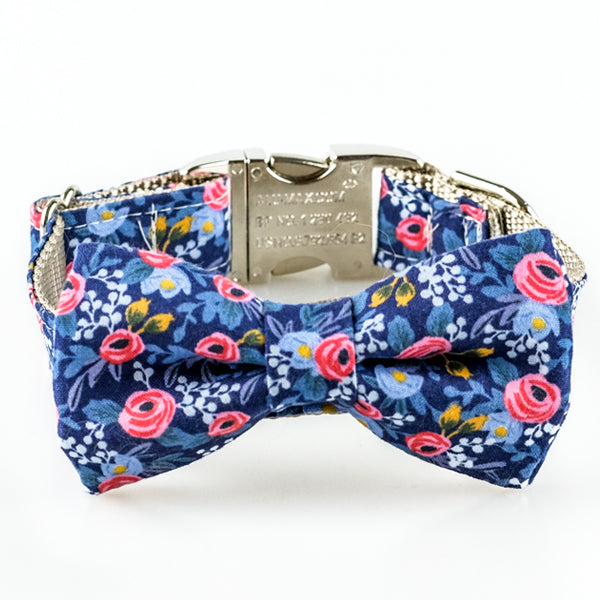 The Rover Boutique Rosa Navy Bow Collar