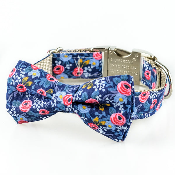 The Rover Boutique Rosa Navy Bow Collar