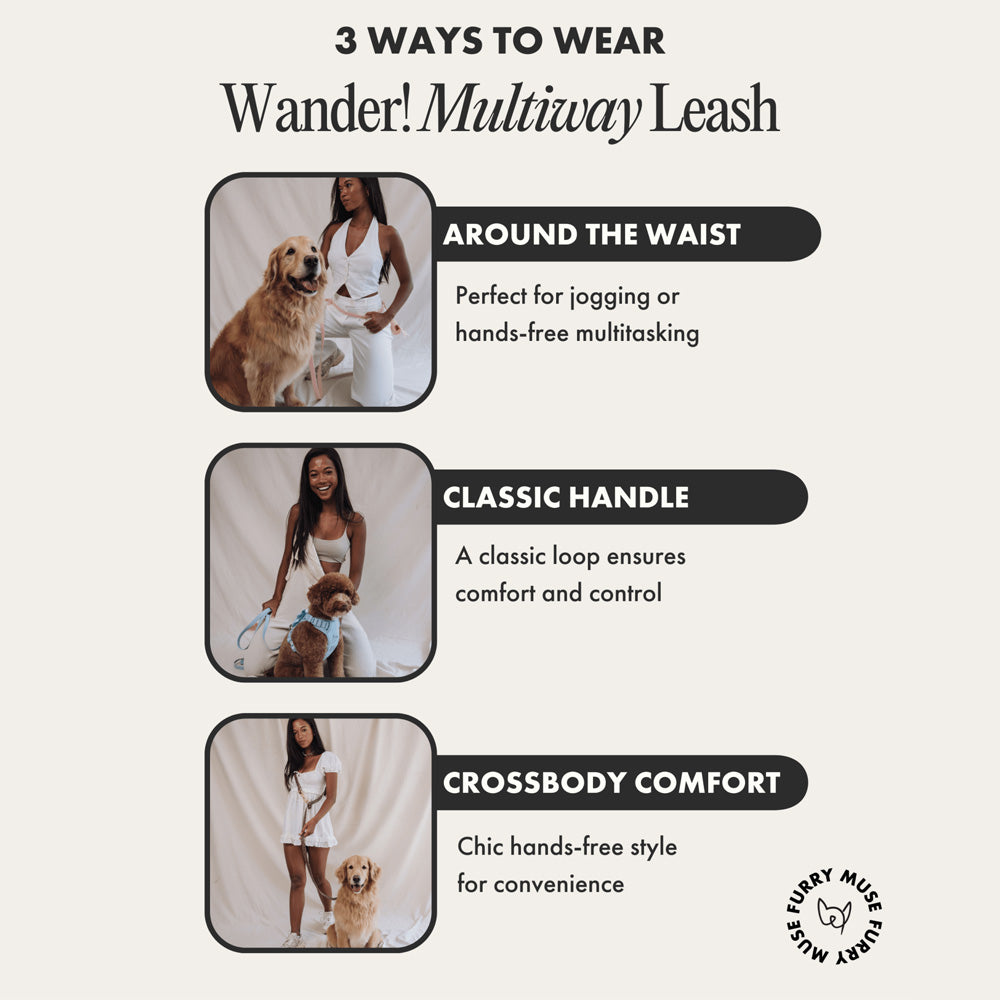 Furry Muse Wander! Multiway Waterproof Leash Cherry