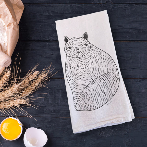 Fancy Huli Fat Cat Tea Towel