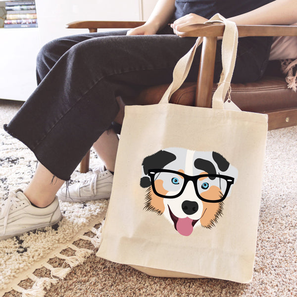 Fancy Huli Glasses Australian Shepherd Tote Bag