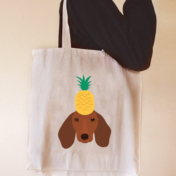 Fancy Huli Pineapple Dachshund Tote Bag