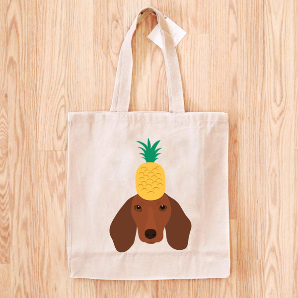 Fancy Huli Pineapple Dachshund Tote Bag